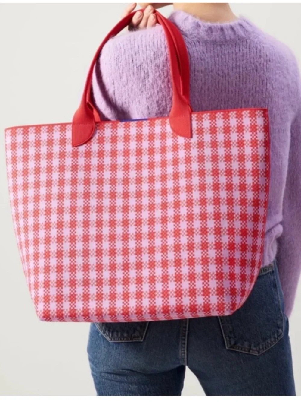 Rothy’s poppy NWOT Red Gingham Bag sustainable lightweight tote LWT